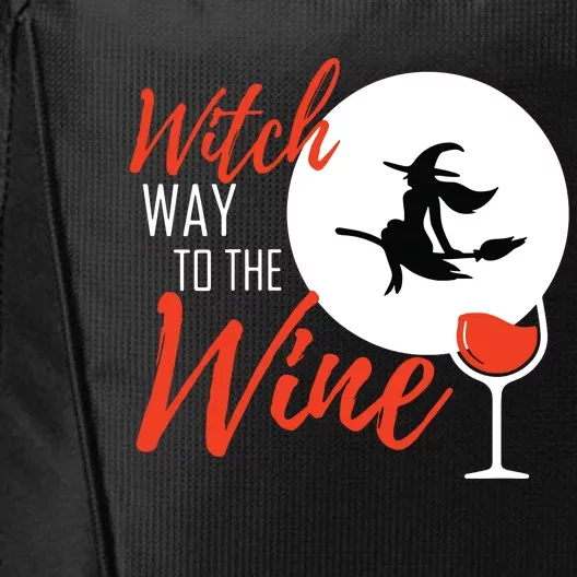 Women Witch Way To The Wine Halloween Witch Wine Vneck City Backpack