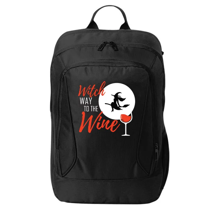 Women Witch Way To The Wine Halloween Witch Wine Vneck City Backpack