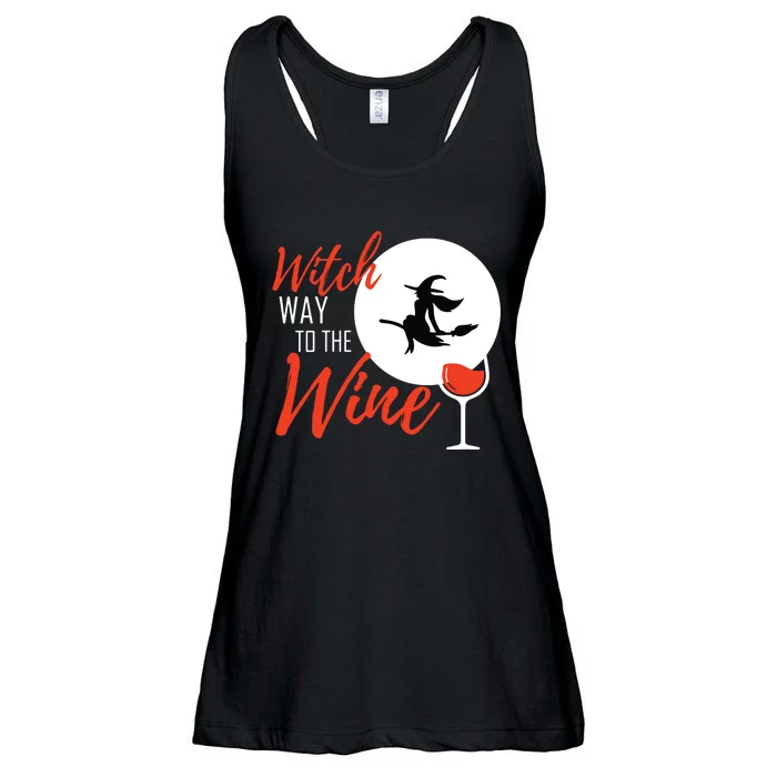 Women Witch Way To The Wine Halloween Witch Wine Vneck Ladies Essential Flowy Tank