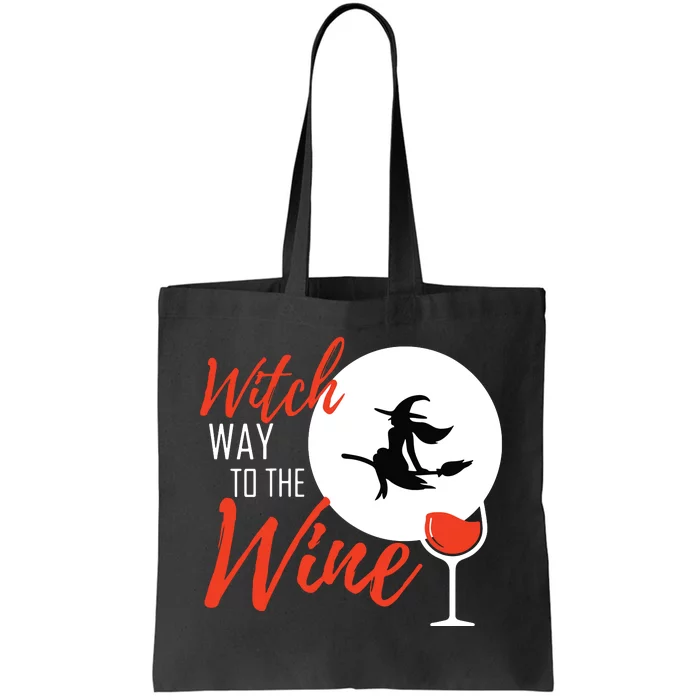 Women Witch Way To The Wine Halloween Witch Wine Vneck Tote Bag