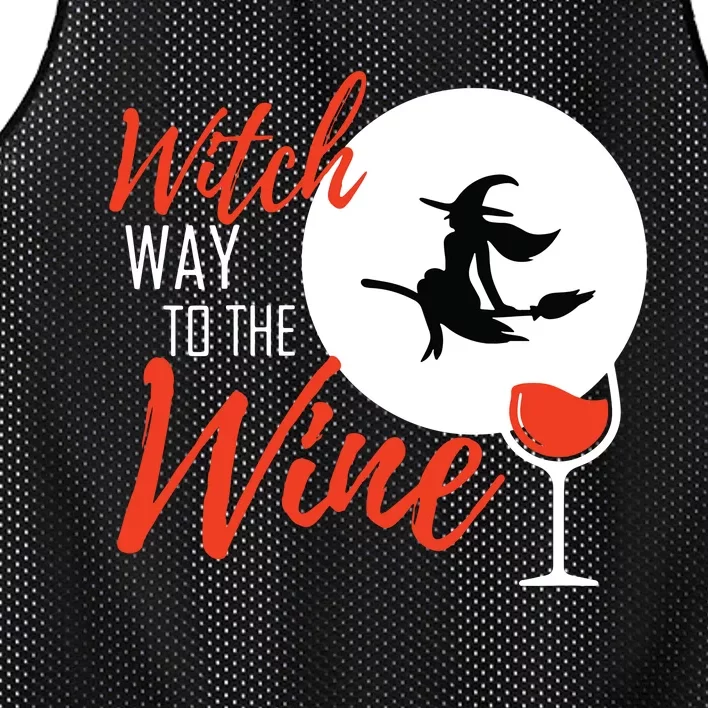 Women Witch Way To The Wine Halloween Witch Wine Vneck Mesh Reversible Basketball Jersey Tank