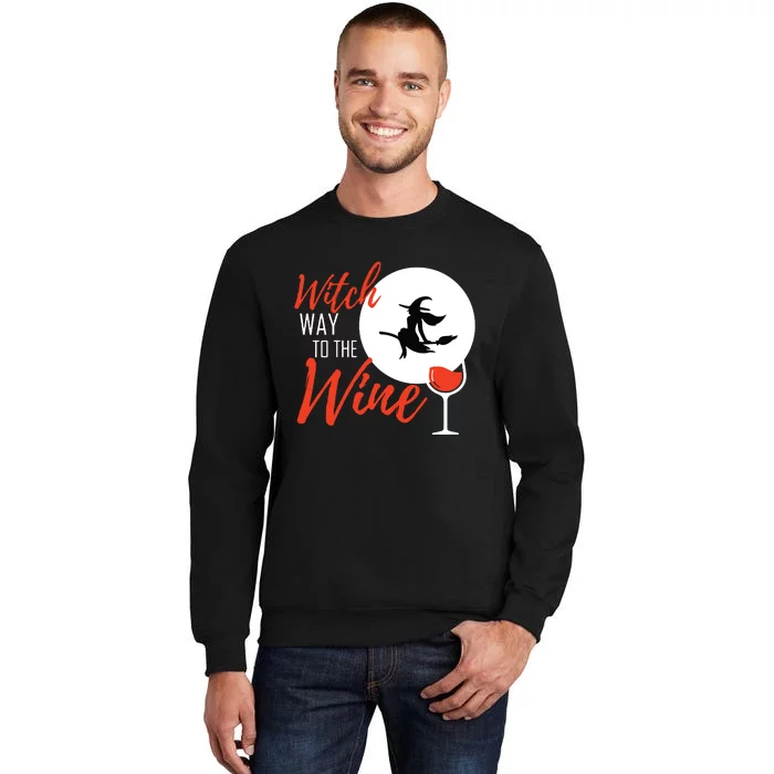 Women Witch Way To The Wine Halloween Witch Wine Vneck Tall Sweatshirt