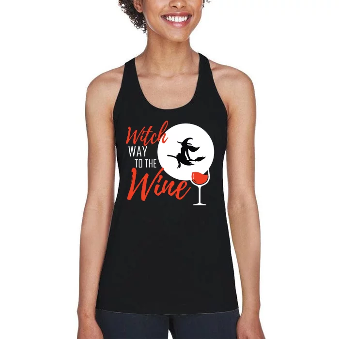 Women Witch Way To The Wine Halloween Witch Wine Vneck Women's Racerback Tank