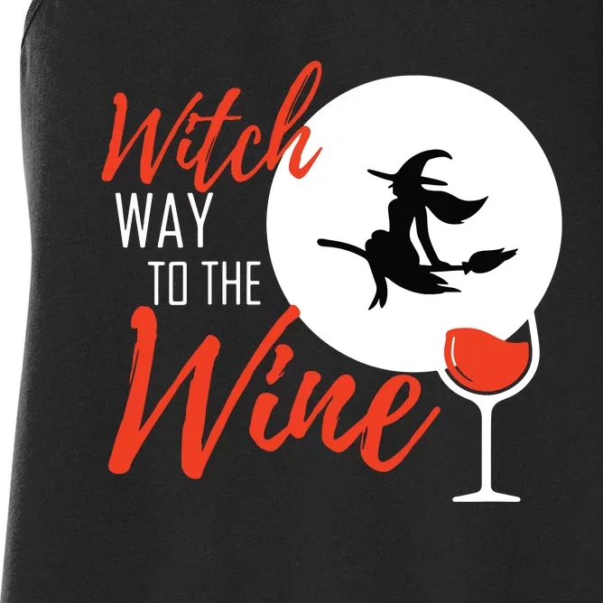 Women Witch Way To The Wine Halloween Witch Wine Vneck Women's Racerback Tank