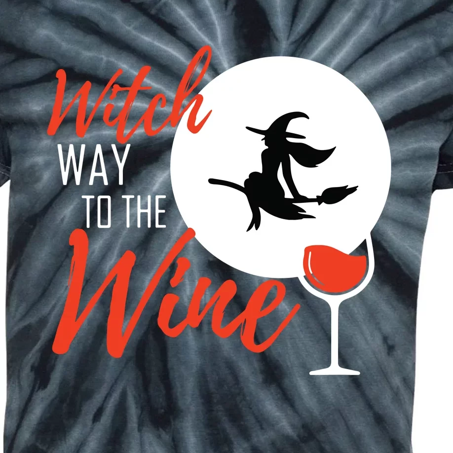 Women Witch Way To The Wine Halloween Witch Wine Vneck Kids Tie-Dye T-Shirt