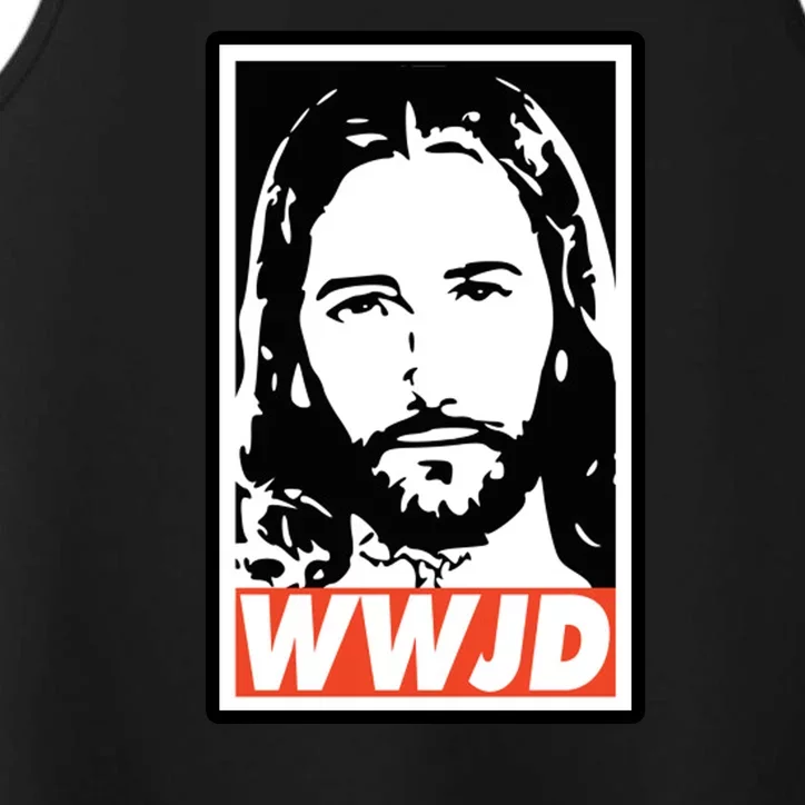 WWJD What Would Jesus Do Poster Design Performance Tank