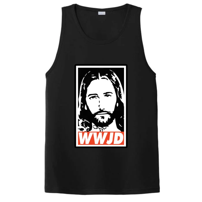 WWJD What Would Jesus Do Poster Design Performance Tank