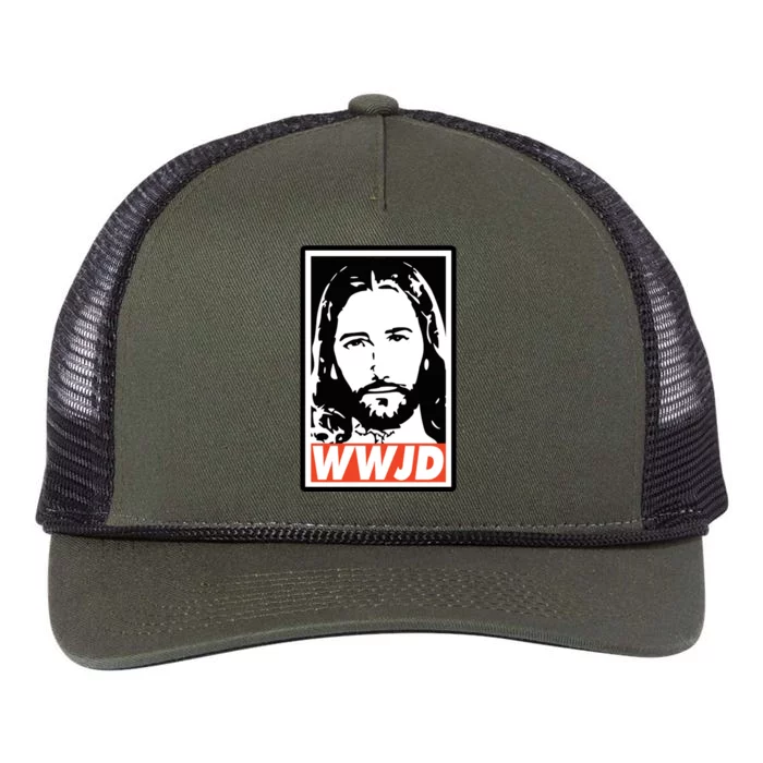 WWJD What Would Jesus Do Poster Design Retro Rope Trucker Hat Cap