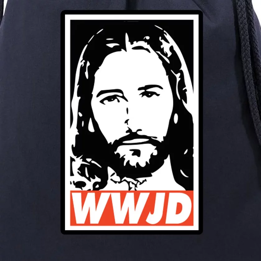 WWJD What Would Jesus Do Poster Design Drawstring Bag