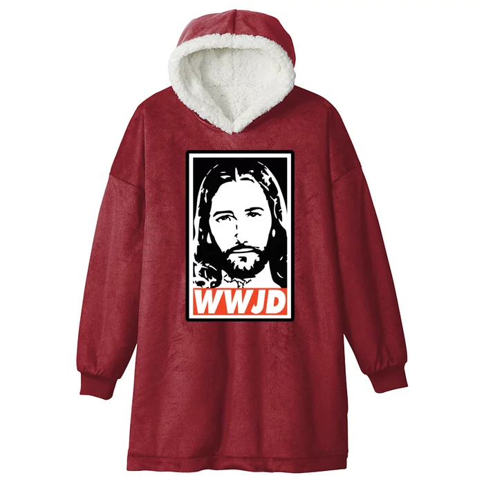 WWJD What Would Jesus Do Poster Design Hooded Wearable Blanket