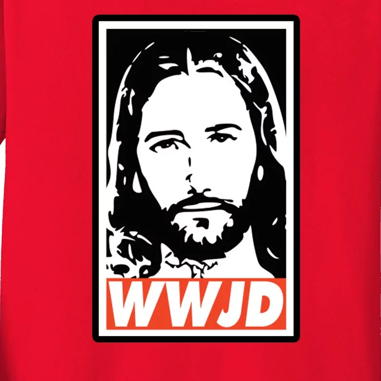 WWJD What Would Jesus Do Poster Design Kids Long Sleeve Shirt