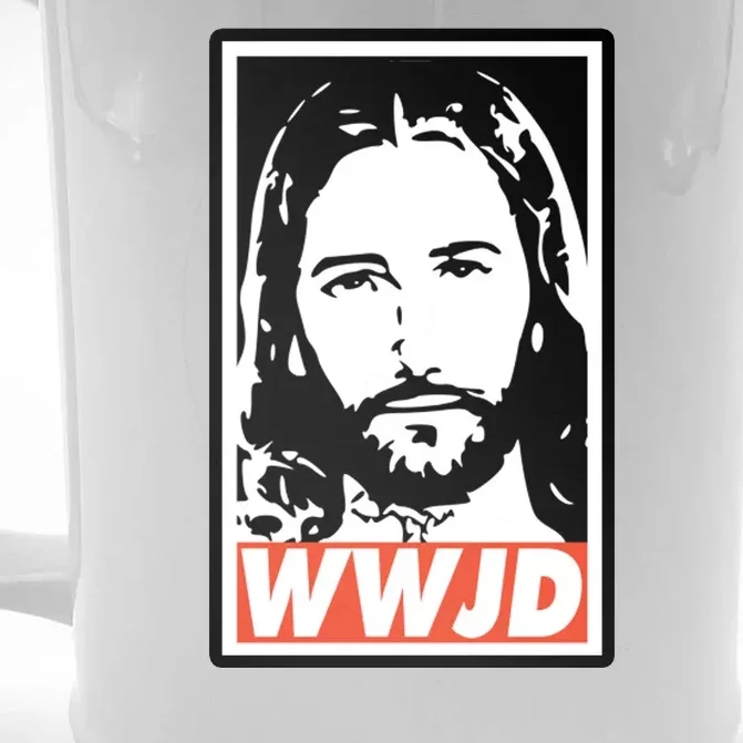 WWJD What Would Jesus Do Poster Design Front & Back Beer Stein