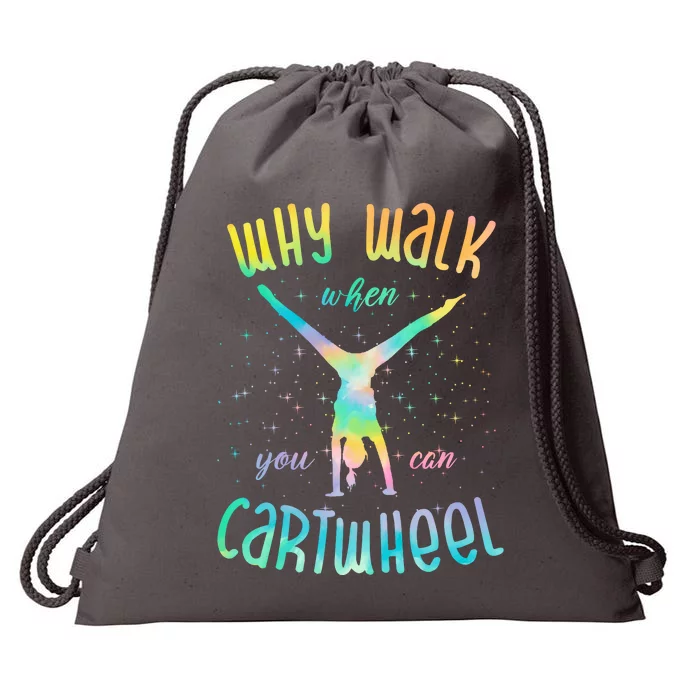 Why Walk When You Can Cartwheel Gymnastic Colorful Drawstring Bag