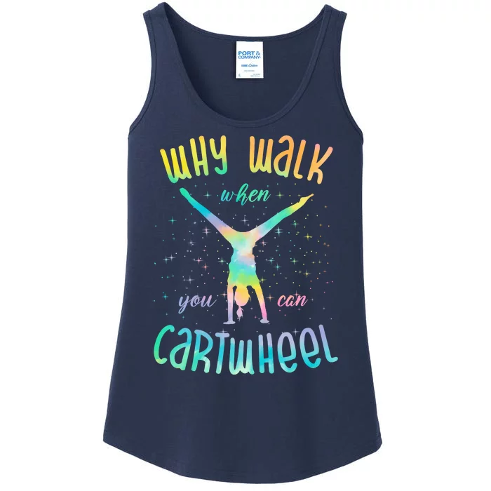 Why Walk When You Can Cartwheel Gymnastic Colorful Ladies Essential Tank