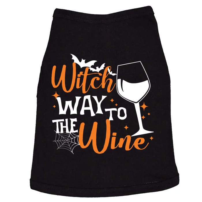 Women Witch Way To The Wine Halloween Funny Drinking Tank Top Doggie Tank