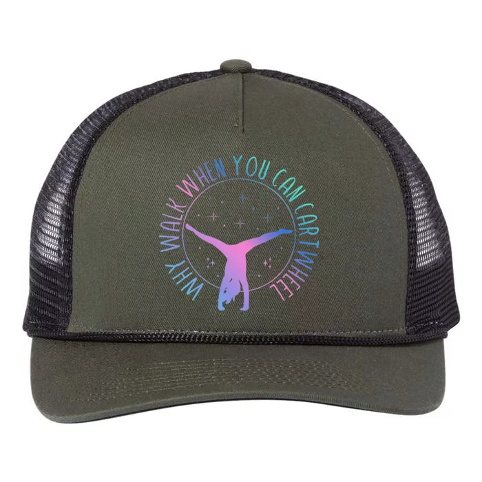 Why Walk When You Can Cartwheel Gymnast Gymnastic Gifts Girl Retro Rope Trucker Hat Cap