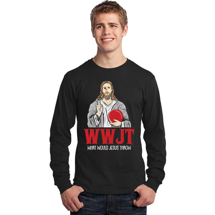 WWJT What would Jesus throw Frisbee disc golf sport Tall Long Sleeve T-Shirt