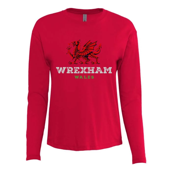 Wrexham Wales Welsh Dragon Flag Womens Cotton Relaxed Long Sleeve T-Shirt