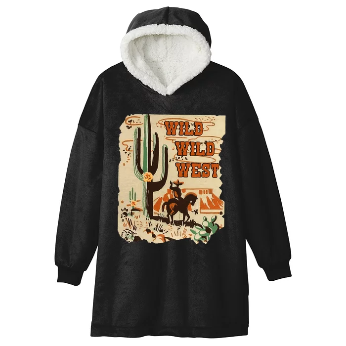 Wild Wild West Western Life Southwest Desert Vibes Cactus Hooded Wearable Blanket