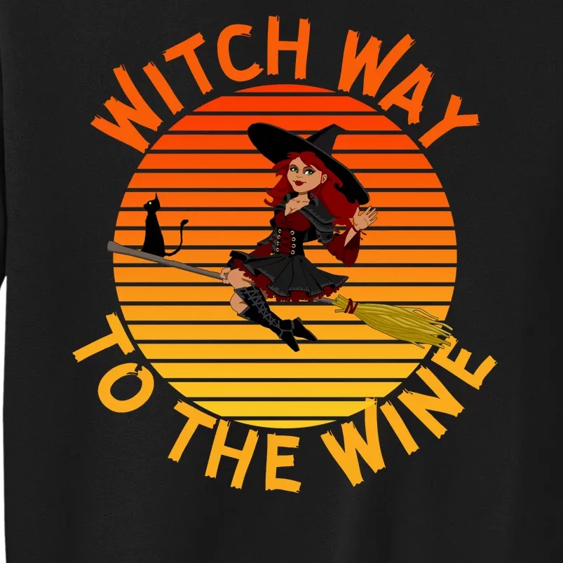 Womens Witch Way To The Wine Funny Wine Halloween Witch Wine Sweatshirt