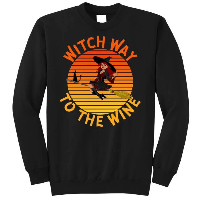 Womens Witch Way To The Wine Funny Wine Halloween Witch Wine Sweatshirt