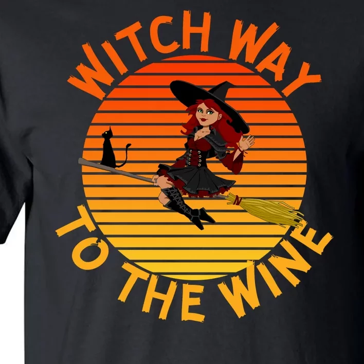 Womens Witch Way To The Wine Funny Wine Halloween Witch Wine Tall T-Shirt