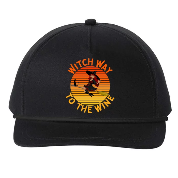 Womens Witch Way To The Wine Funny Wine Halloween Witch Wine Snapback Five-Panel Rope Hat