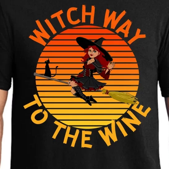 Womens Witch Way To The Wine Funny Wine Halloween Witch Wine Pajama Set