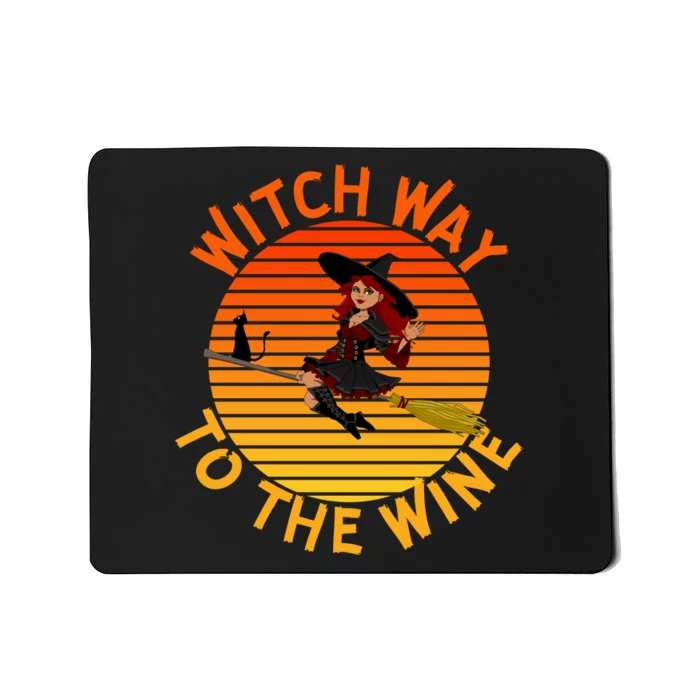 Womens Witch Way To The Wine Funny Wine Halloween Witch Wine Mousepad