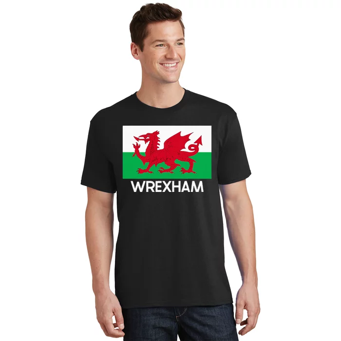 Wrexham Wales Welsh Flag Baner Y Ddraig Goch T-Shirt