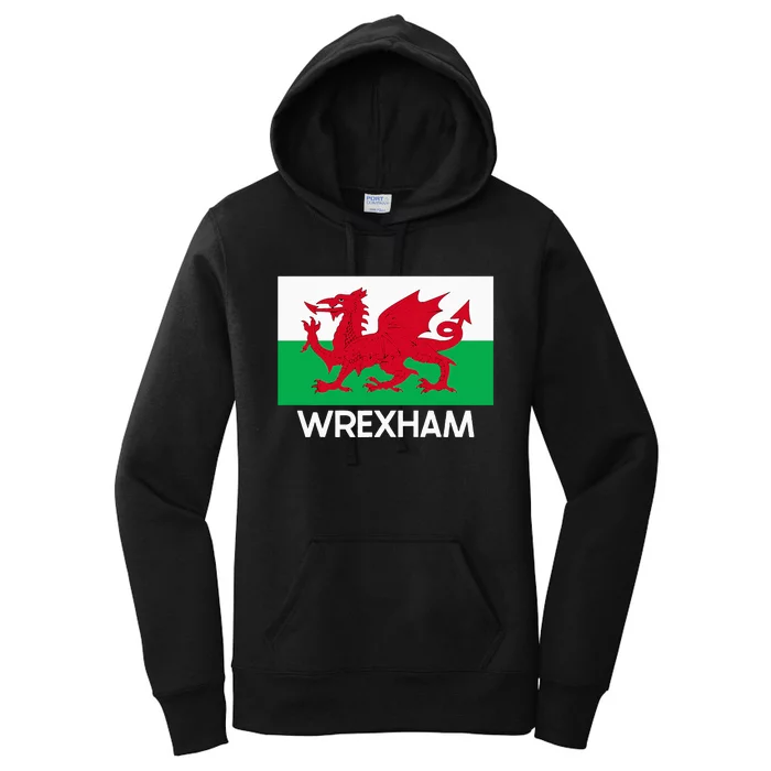 Wrexham Wales Welsh Flag Baner Y Ddraig Goch Women's Pullover Hoodie