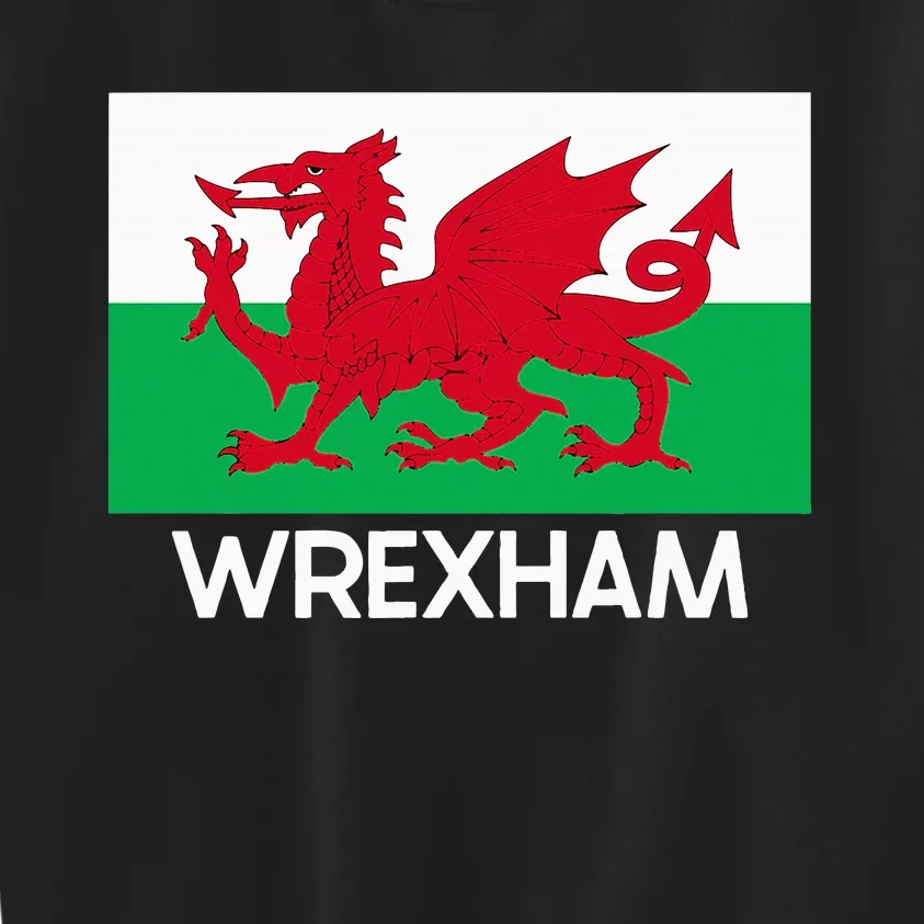 Wrexham Wales Welsh Flag Baner Y Ddraig Goch Kids Sweatshirt