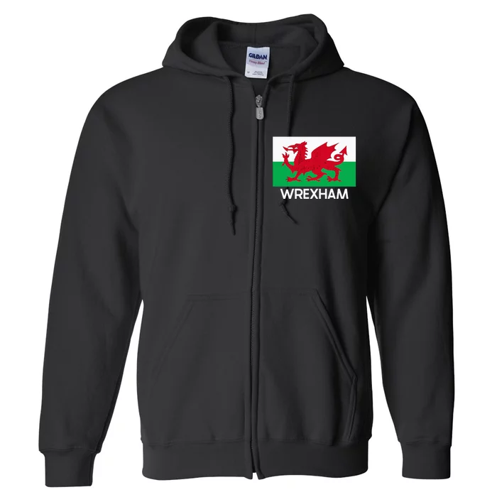 Wrexham Wales Welsh Flag Baner Y Ddraig Goch Full Zip Hoodie