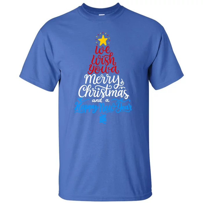 We Wish You A Merry Christmas Holiday Red White Blue Tree Gift Tall T-Shirt