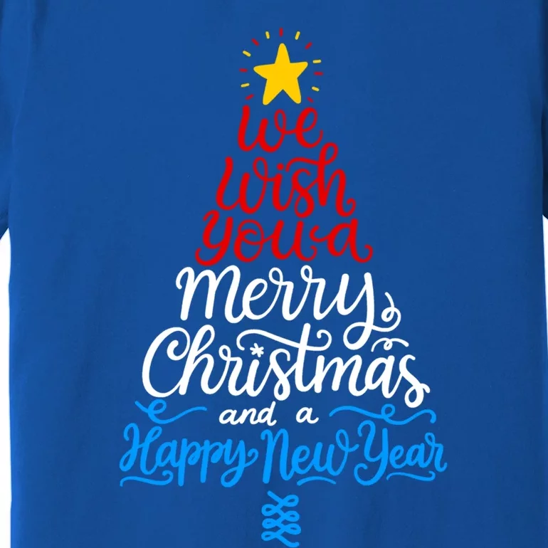 We Wish You A Merry Christmas Holiday Red White Blue Tree Gift Premium T-Shirt