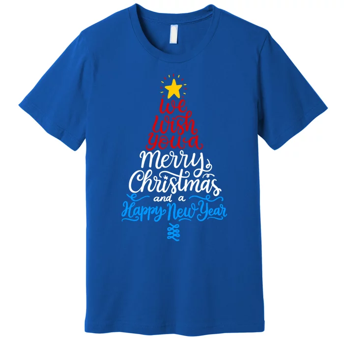 We Wish You A Merry Christmas Holiday Red White Blue Tree Gift Premium T-Shirt