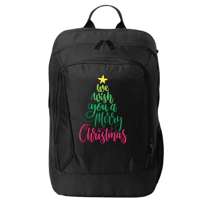 We Wish You A Merry Christmas Typography Holiday Tree Star Funny Gift City Backpack