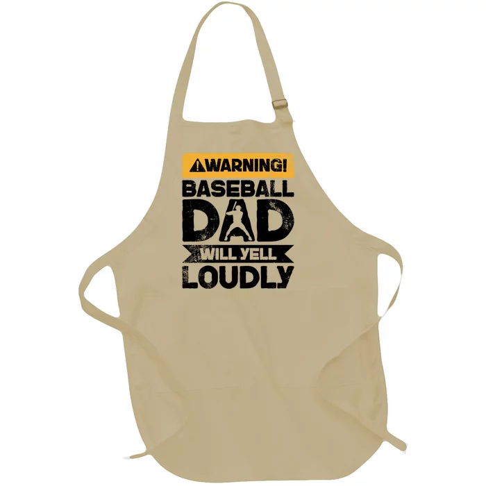 Warning Will Yell Loudly Gift Baseball Dad Gift Full-Length Apron With Pocket