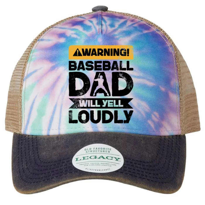 Warning Will Yell Loudly Gift Baseball Dad Gift Legacy Tie Dye Trucker Hat