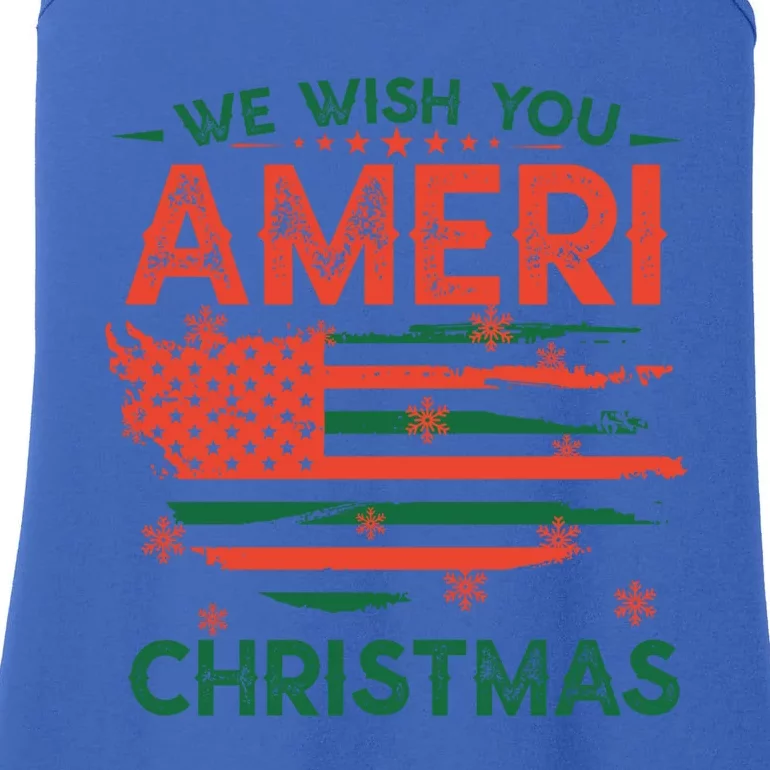 We Wish You Ameri Christmas American Flag Merry Christmas Cool Gift Ladies Essential Tank