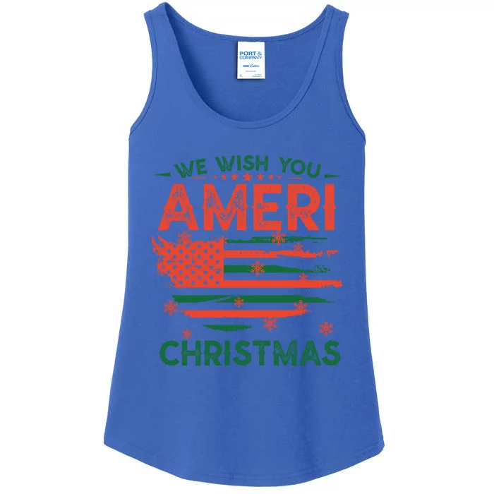 We Wish You Ameri Christmas American Flag Merry Christmas Cool Gift Ladies Essential Tank