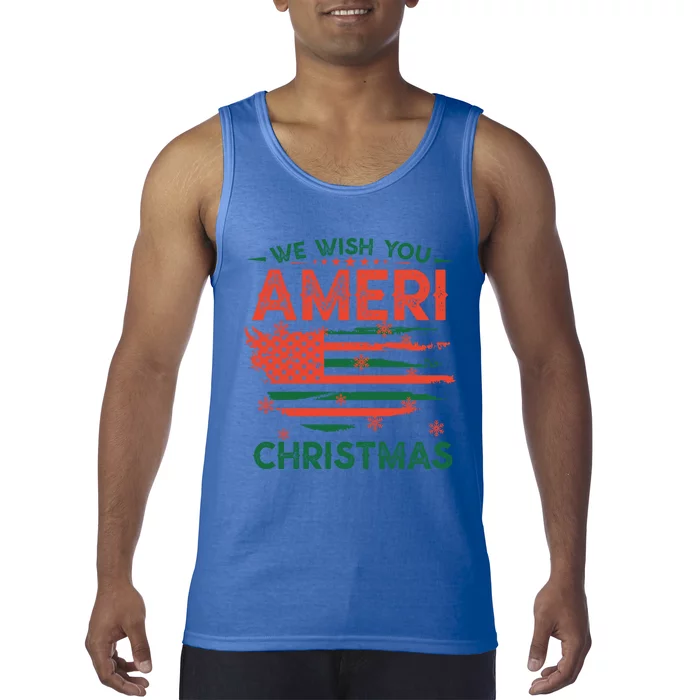 We Wish You Ameri Christmas American Flag Merry Christmas Cool Gift Tank Top