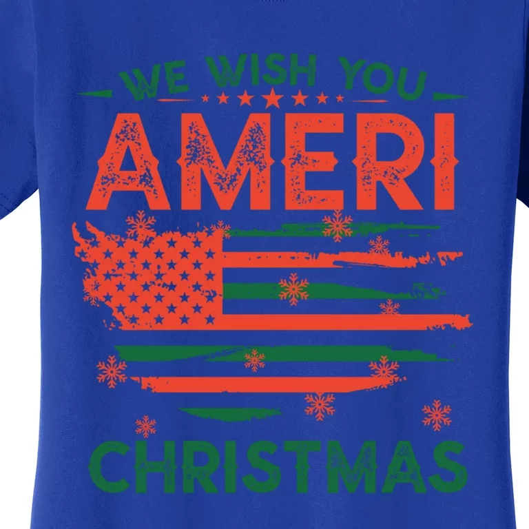 We Wish You Ameri Christmas American Flag Merry Christmas Cool Gift Women's T-Shirt