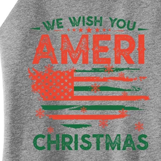 We Wish You Ameri Christmas American Flag Merry Christmas Cool Gift Women’s Perfect Tri Rocker Tank