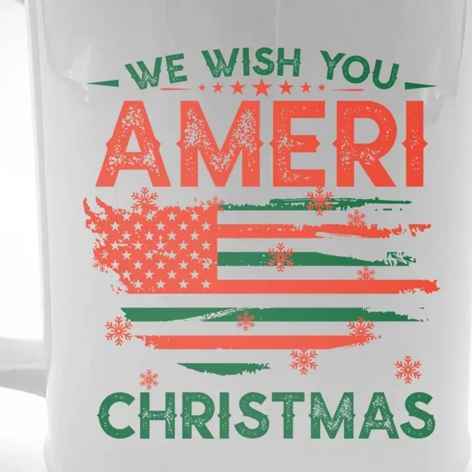 We Wish You Ameri Christmas American Flag Merry Christmas Cool Gift Front & Back Beer Stein