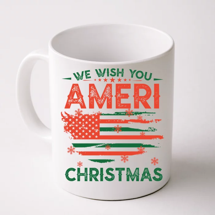 We Wish You Ameri Christmas American Flag Merry Christmas Cool Gift Front & Back Coffee Mug