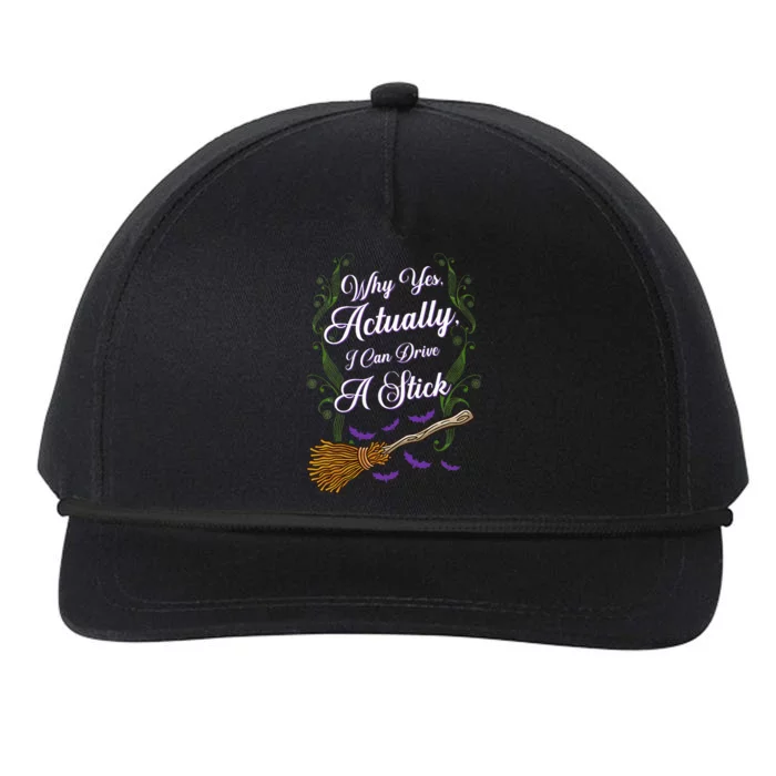 Women Why Yes I Can Drive A Stick Funny Halloween Witch Snapback Five-Panel Rope Hat