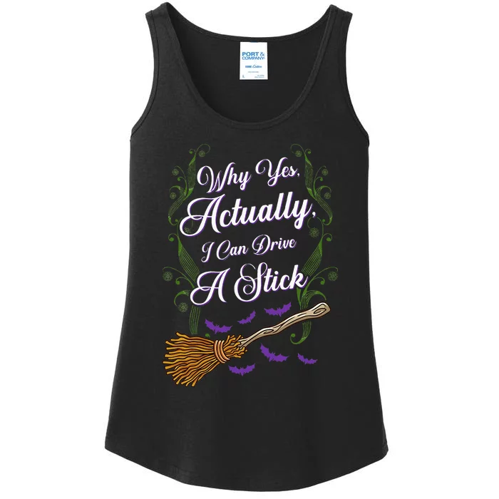 Women Why Yes I Can Drive A Stick Funny Halloween Witch Ladies Essential Tank