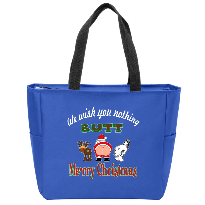 We Wish You Nothing But Merry Christmas Funny Xmas Pajamas Gift Zip Tote Bag