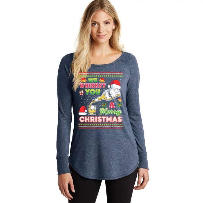 We Whiskey You A Merry Christmas Wish Pajama Ing Santa Gift Women's Perfect Tri Tunic Long Sleeve Shirt